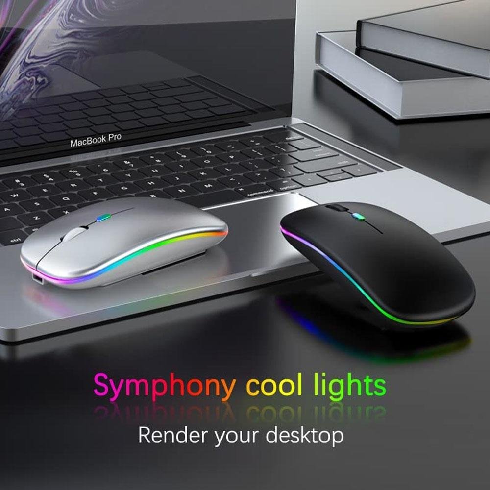 Mouse Sem Fio Fy Wireless Recarregável RGB Gamer 1600DPI, preto Mouse Sem Fio Fy Wireless Recarregável RGB Gamer 1600DPI, preto