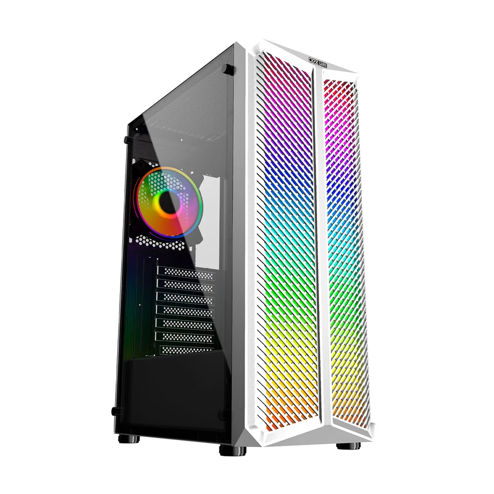 Gabinete Gamer Oex Haven Gh300 Full Tower, Led Rgb 120mm, Lateral Em Vidro, Branco Gabinete Gamer Oex Haven Gh300 Full Tower, Led Rgb 120mm, Lateral Em Vidro, Branco