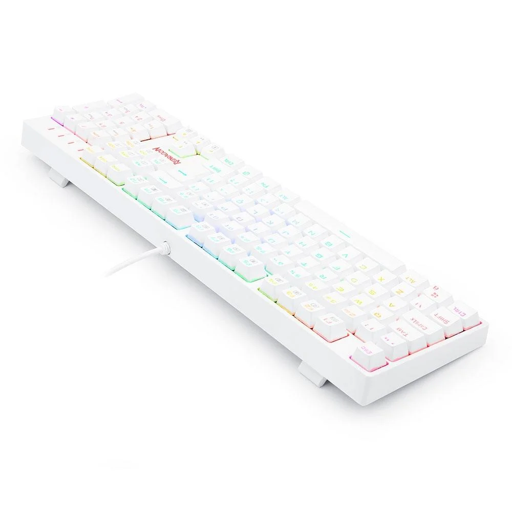 Teclado Óptico Gamer Redragon Surara Pro RGB, Switch Marrom, Abnt2, Keycaps Abs Doubleshot - Branco