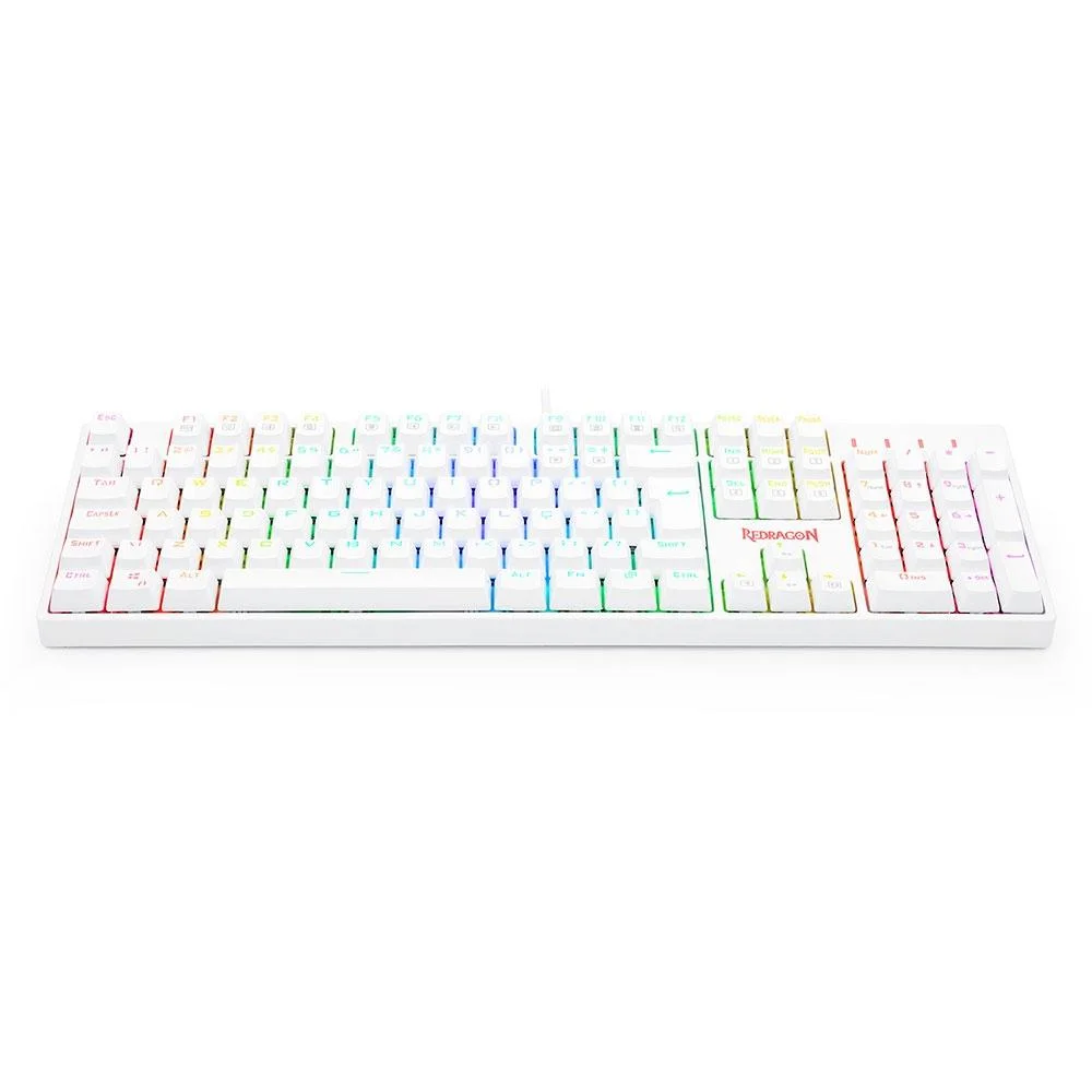 Teclado Óptico Gamer Redragon Surara Pro RGB, Switch Marrom, Abnt2, Keycaps Abs Doubleshot - Branco
