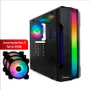 Gabinete Gamer Pcfort Lines Mid Tower ATX RGB Vidro Temperado 3 Fans Preto