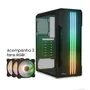 Gabinete Gamer Pcfort Lines Mid Tower ATX RGB Vidro Temperado 3 Fans Preto