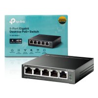 Switch Gigabit, Profissional 10/100/1000 C/ 5 Portas (sendo 4 Poe) - Tl-sg1005lp SMB