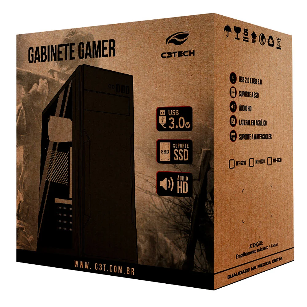 Gabinete Gamer Mt-g210bk S/fonte C3tech Gabinete Gamer Mt-g210bk S/fonte C3tech