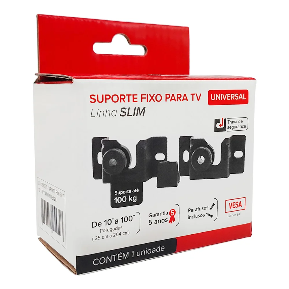 Suporte Para Tv/monitor,Forceline, Fixo De Parede,Suporta Até 100kg,Vesa Universal 10 A 100