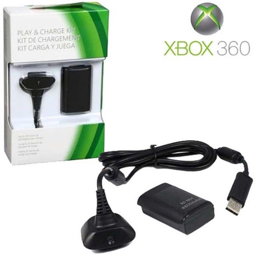 Bateria Para Controle Xbox 360 E 360 Slim + Cabo Carregador Bateria Para Controle Xbox 360 E 360 Slim + Cabo Carregador