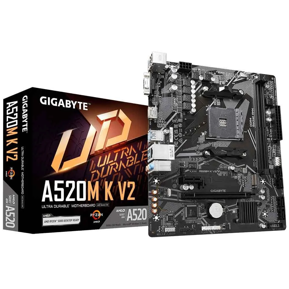 Placa-Mãe Gigabyte A520m K V2, Socket Amd Am4, M-Atx, Ddr4, Chipset Amd A520 - A520m-K-V2