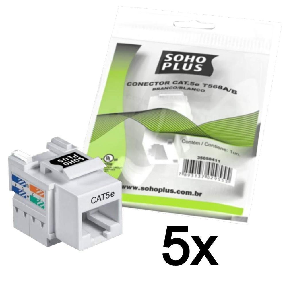 ゆーくぃー 5x Conector Keystone Fêmea Cat5e Rj45 KaBuM