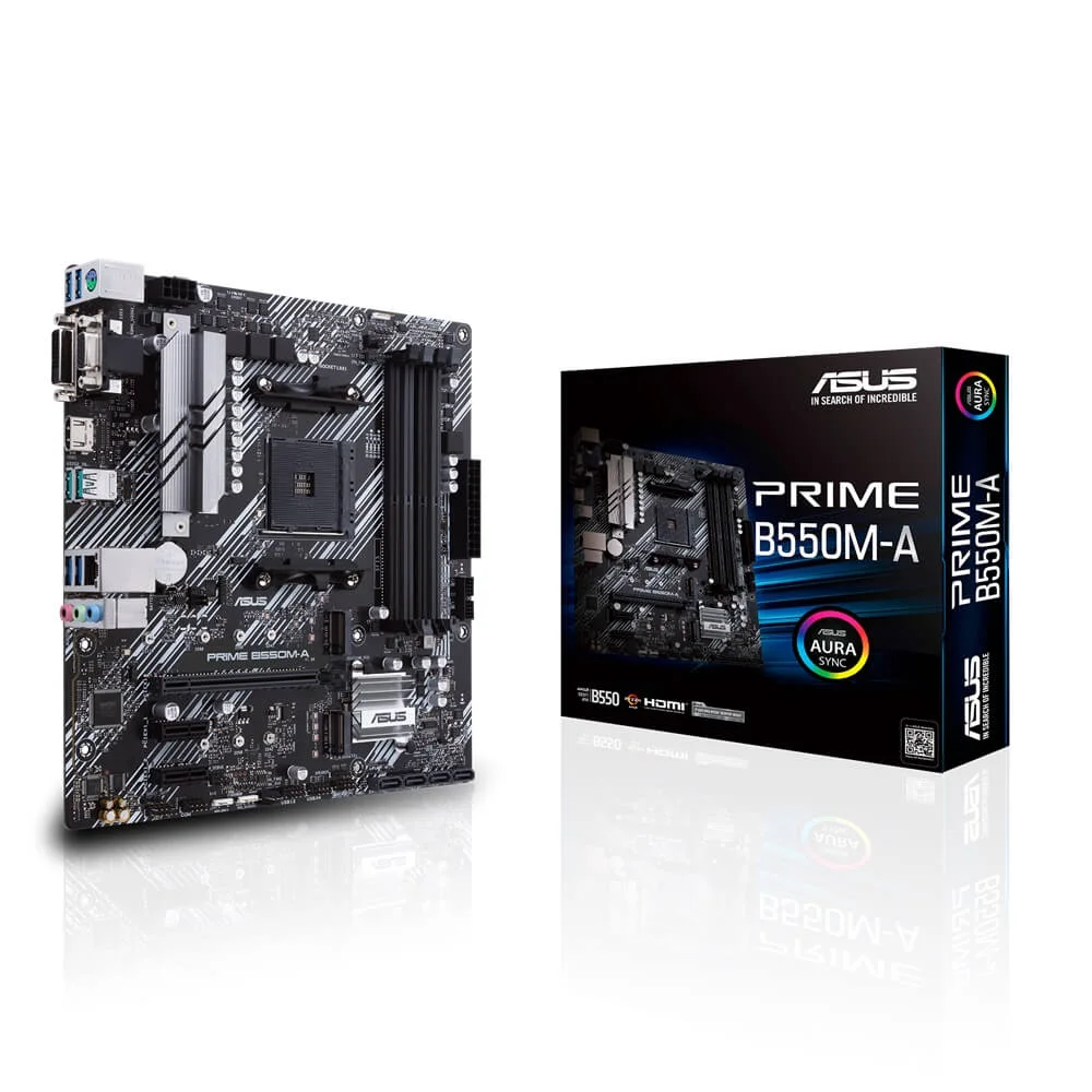 Placa-Mãe Asus Prime B550m-A, AM4, DDR4, VGA, DVI-D, HDMI, M.2, USB3.2 Placa-Mãe Asus Prime B550m-A, AM4, DDR4, VGA, DVI-D, HDMI, M.2, USB3.2