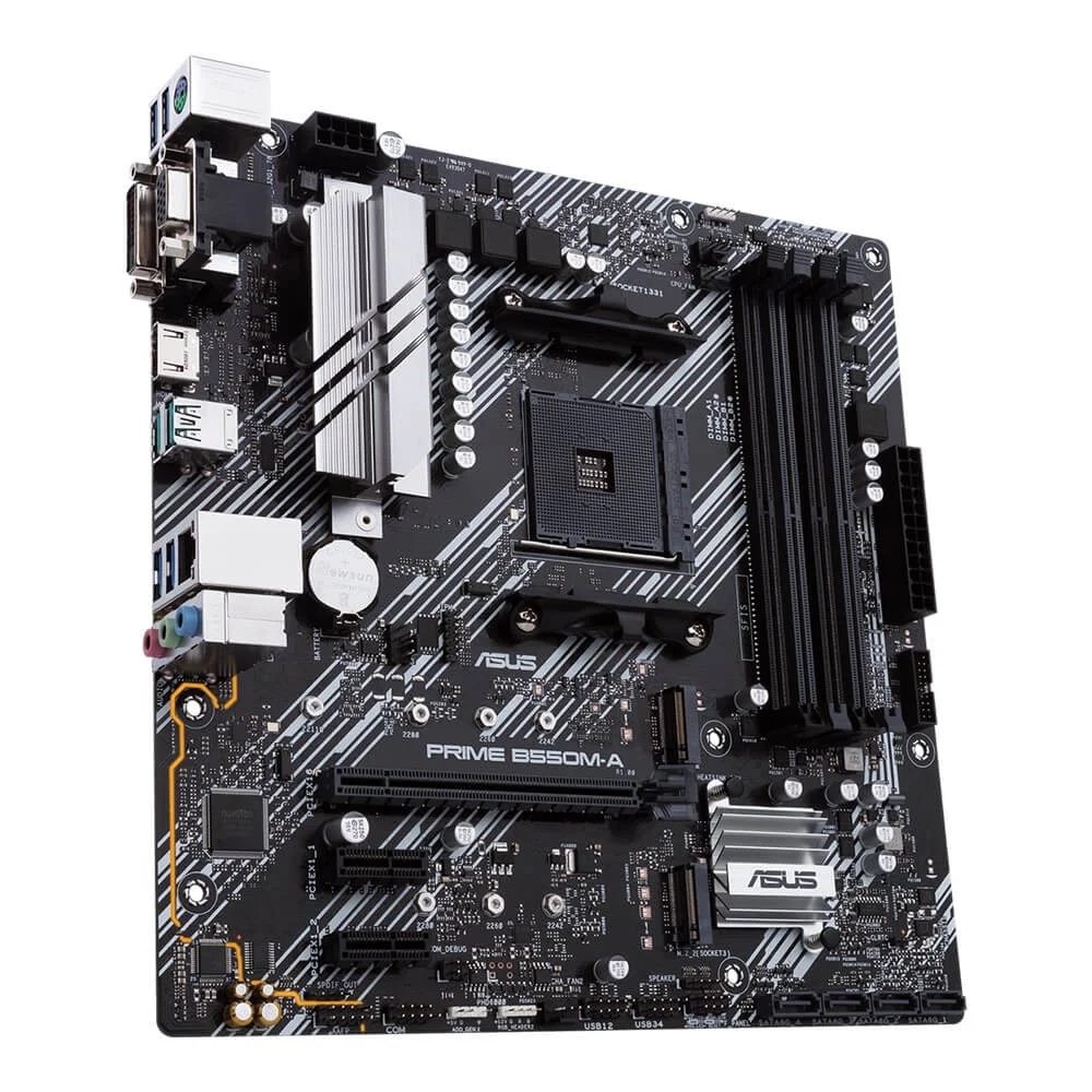 Placa-Mãe Asus Prime B550m-A, AM4, DDR4, VGA, DVI-D, HDMI, M.2, USB3.2 Placa-Mãe Asus Prime B550m-A, AM4, DDR4, VGA, DVI-D, HDMI, M.2, USB3.2
