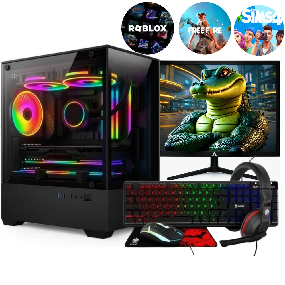 PC Gamer Completo Intel Core i5 Memoria Ram 16GB SSD 240GB Monitor HDMI Polegadas Kit Gamer Wifi - view 4