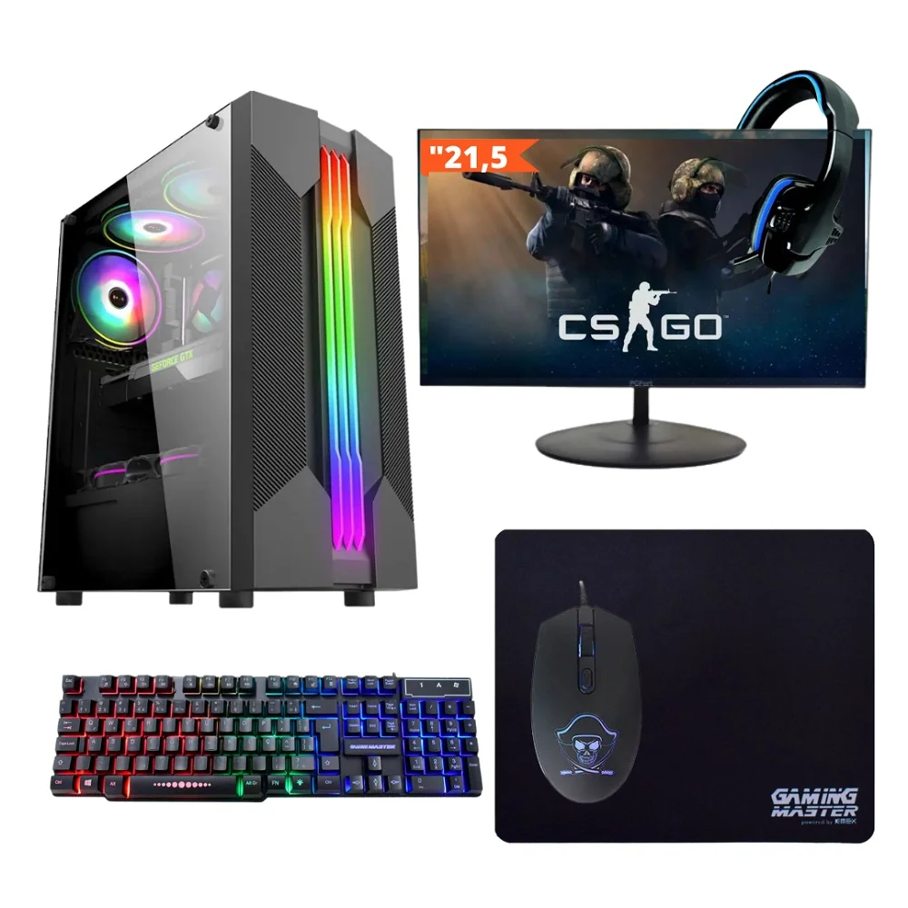 PC Gamer Balão.info Core I5, SSD 240GB, 16GB VGA Gt730 4GB, Windows 10 Pro Trial + Teclado/mouse + Mouse Pad + Headset + Monitor 21.5 Polegadas
