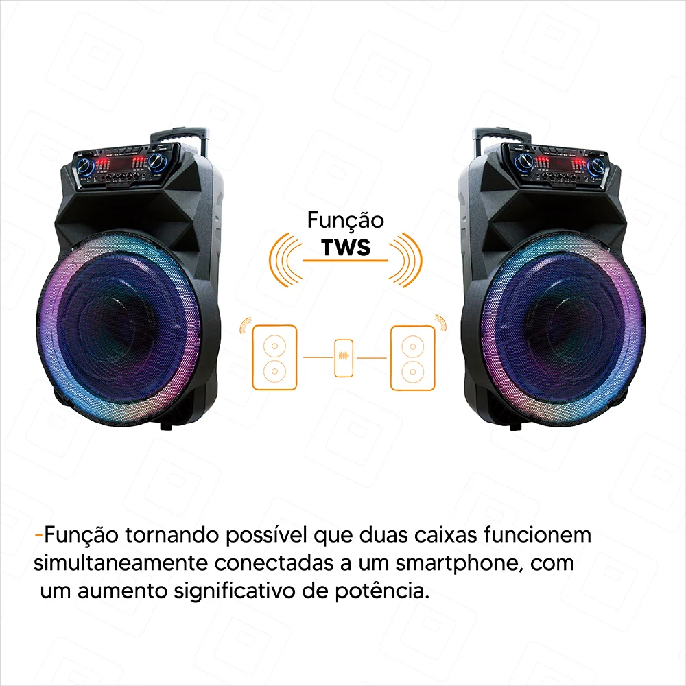 suna.s Caixa de Som Amplificada 2 Microfones KaBuM