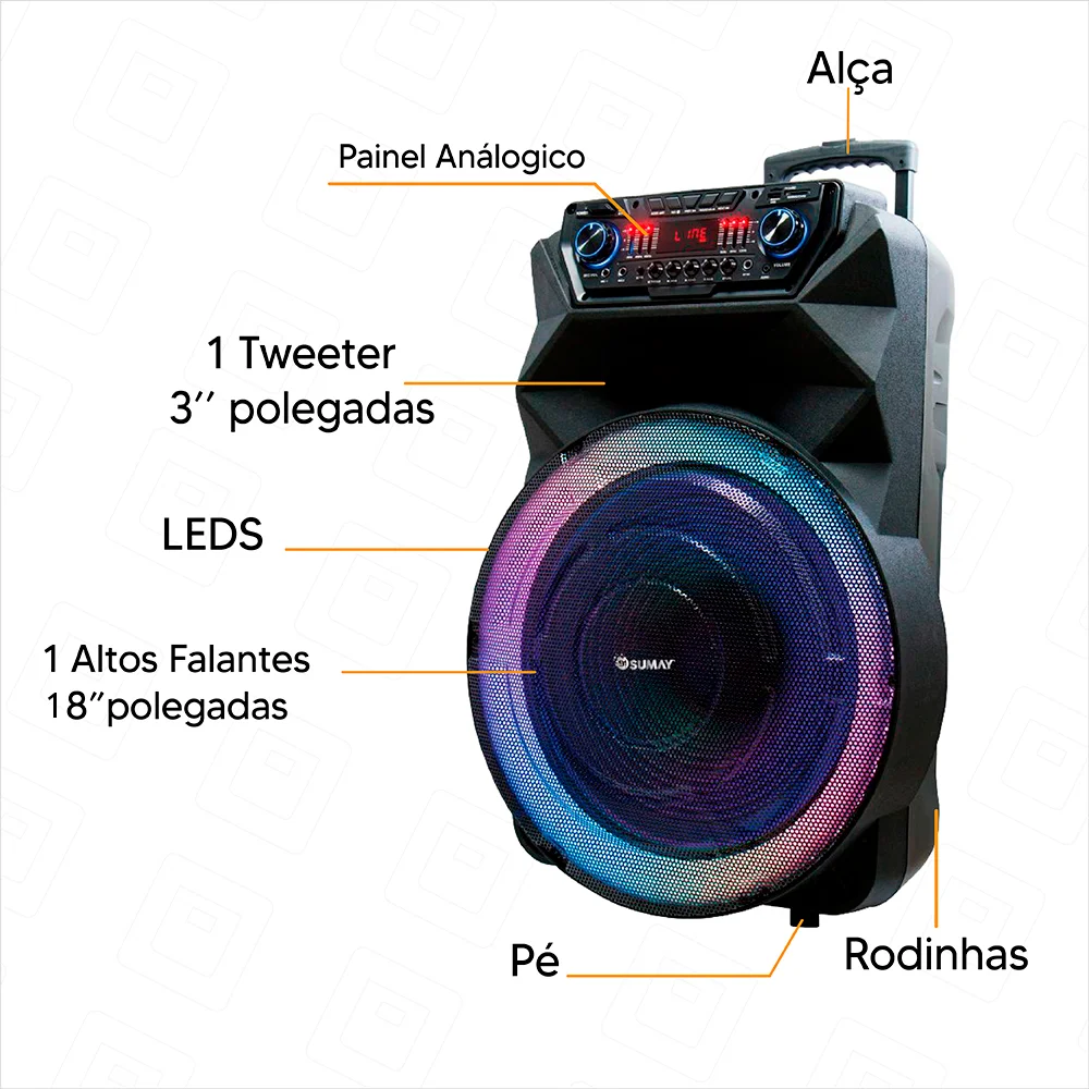Caixa de Som Amplificada 2 Microfones KaBuM