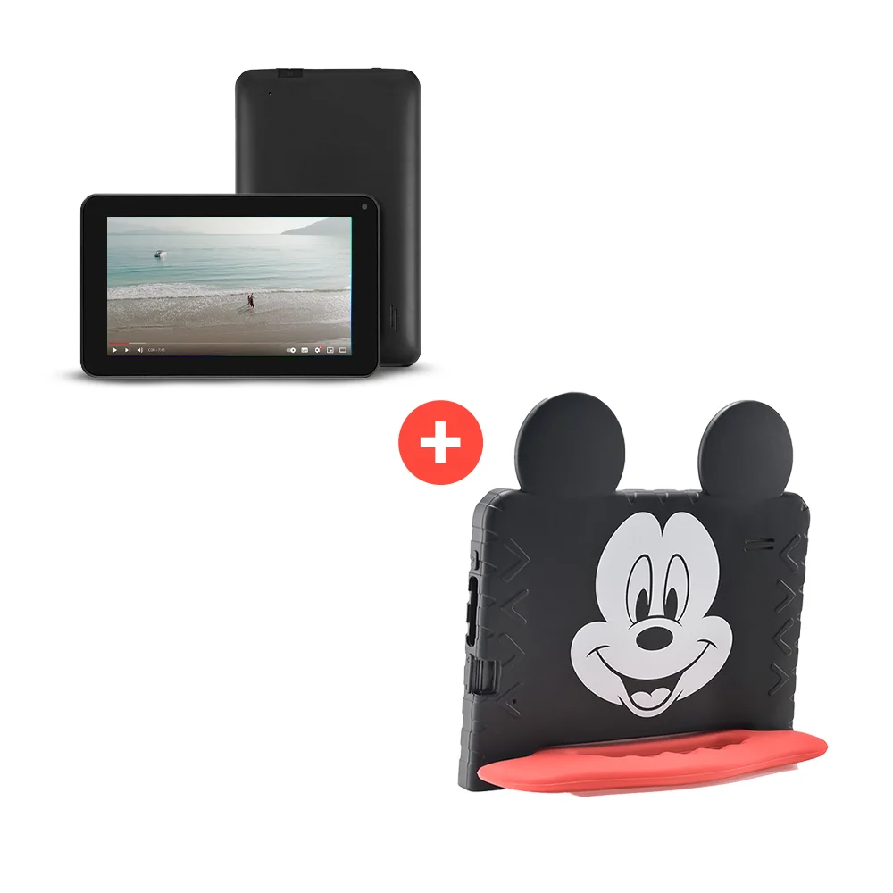 Tablet Multi Mickey, 4GB RAM, 64GB, 7 Polegadas, Android 13 Quad Core + Case + Wi-fi, Com Controle Parental - Nb413