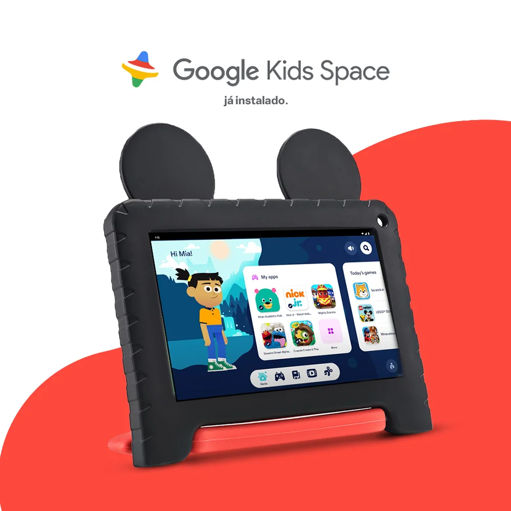 Tablet Multi Mickey, 4GB RAM, 64GB, 7 Polegadas, Android 13 Quad Core + Case + Wi-fi, Com Controle Parental - Nb413