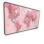 Mouse Pad Gamer Speed,Extra Grande,Desk Pad Profissional Premium,Com Borda Costurada 80x40,Mapa Mundi Rosa