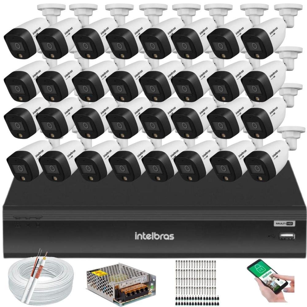 Kit Intelbras 32 Câmeras De Segurança, Full Color, Vhd 1220 + Dvr Inteligente Imhdx 3132, 5MP Kit Intelbras 32 Câmeras De Segurança, Full Color, Vhd 1220 + Dvr Inteligente Imhdx 3132, 5MP