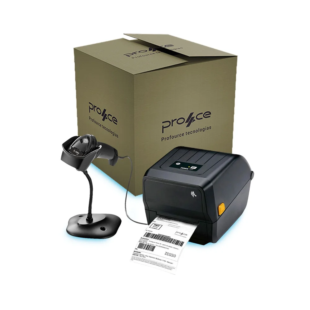 Kit Zebra Leitor DS2208 Com Suporte Impressora ZD220