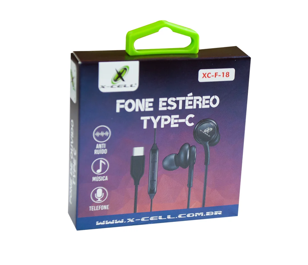 Fone Com Fio X-cell Estéreo, Usb-C - Xc-f-18