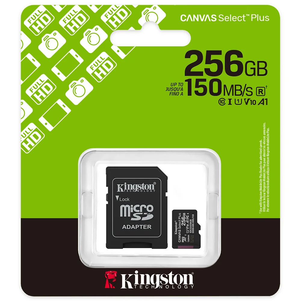 Cartão De Memória Micro SD Kingston Canvas Select Plus, 256GB