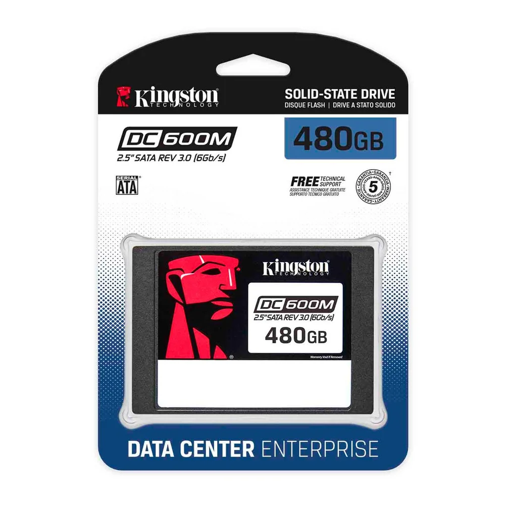 SSD Kingston 480GB Dc600m, Para Data Center, 2.5p, SATA III 6GB/s - Sedc600m/480g