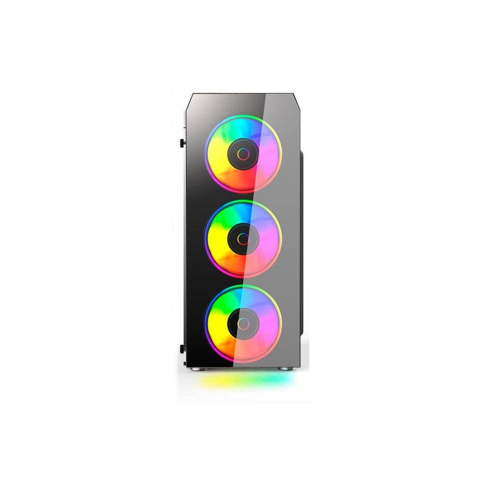 Gabinete Gamer Perfect, Preto, Mid Tower, Vidro Temperado RGB, Com 3 Fans