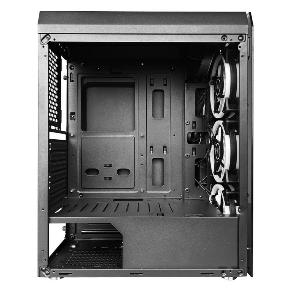 Gabinete Gamer Perfect, Preto, Mid Tower, Vidro Temperado RGB, Com 3 Fans
