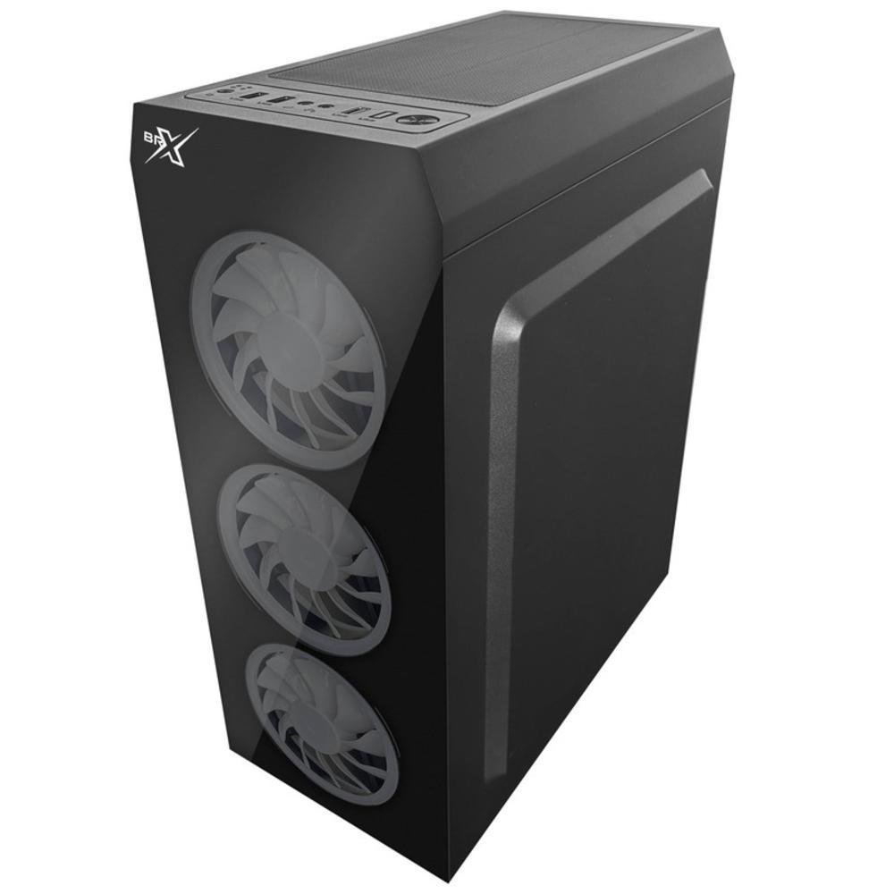 Gabinete Gamer Perfect, Preto, Mid Tower, Vidro Temperado RGB, Com 3 Fans