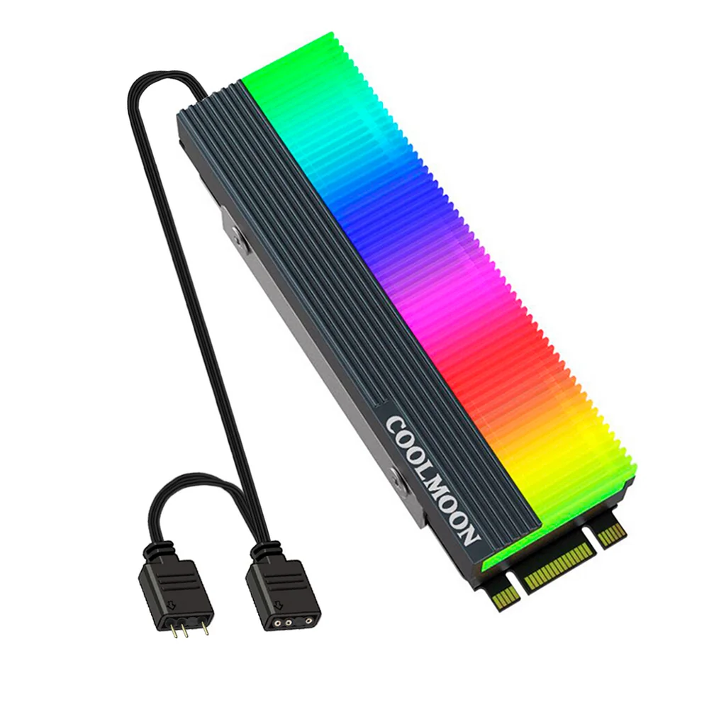 Dissipador de Calor Coolmoon para SSD M2, Nvme, LED, ARGB, 5v, 3 Pinos, Alumínio Dissipador de Calor Coolmoon para SSD M2, Nvme, LED, ARGB, 5v, 3 Pinos, Alumínio