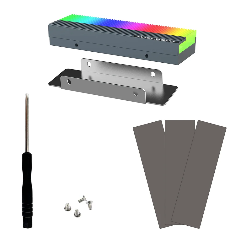 Dissipador de Calor Coolmoon para SSD M2, Nvme, LED, ARGB, 5v, 3 Pinos, Alumínio Dissipador de Calor Coolmoon para SSD M2, Nvme, LED, ARGB, 5v, 3 Pinos, Alumínio