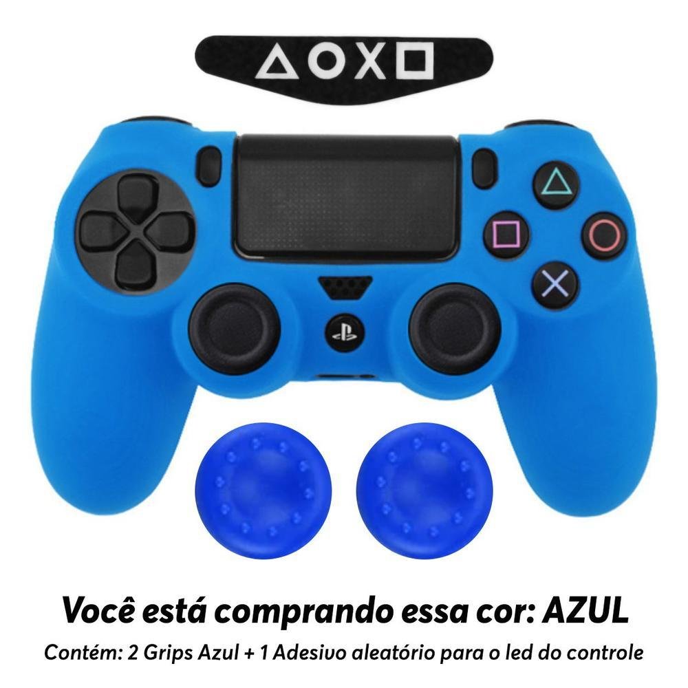 Capa Capinha Case Skin Para Controle De Ps4 Playstation 4 Cor: Azul Capa Capinha Case Skin Para Controle De Ps4 Playstation 4 Cor: Azul