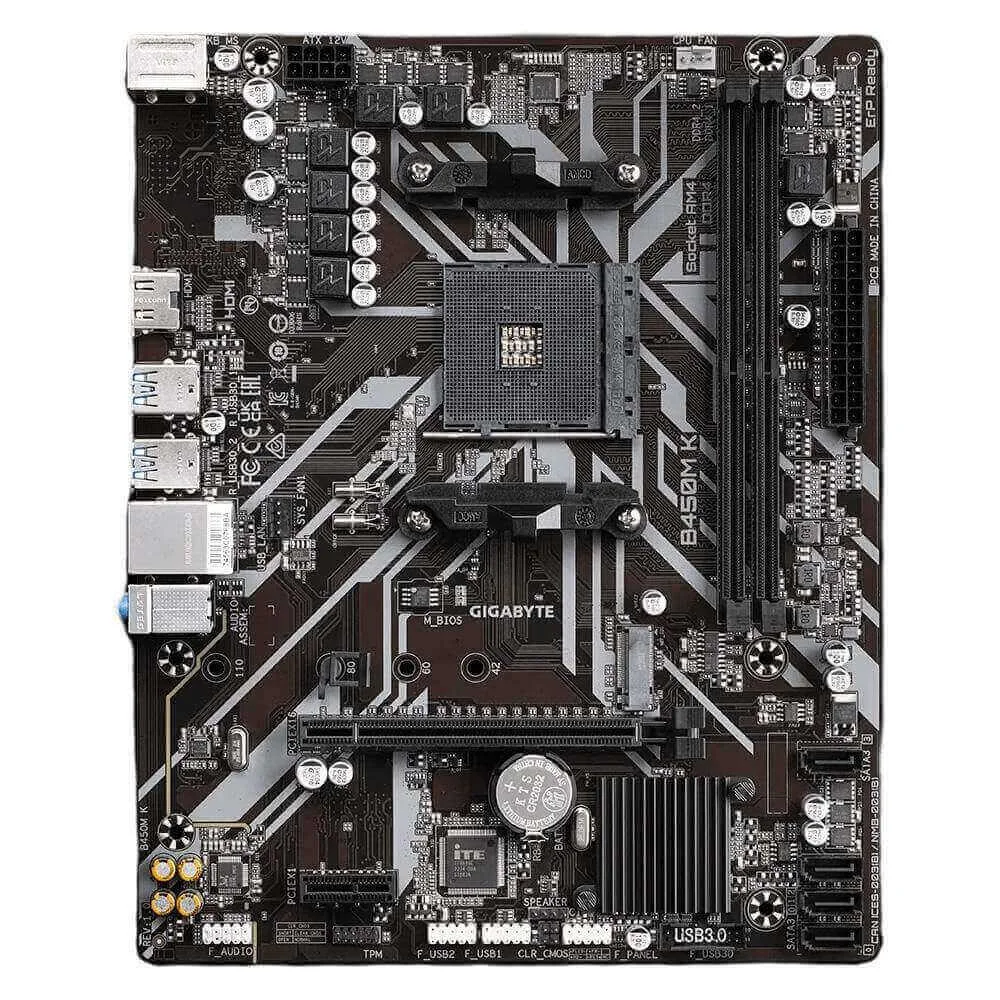 Placa Mãe Gigabyte B450m K, AMD, Am4, MATX, DDR4 Placa Mãe Gigabyte B450m K, AMD, Am4, MATX, DDR4