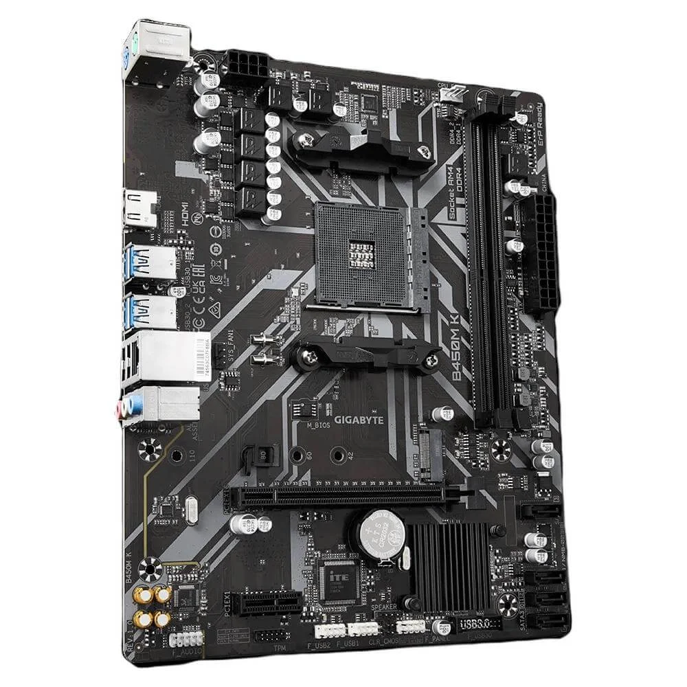 Placa Mãe Gigabyte B450m K, AMD, Am4, MATX, DDR4 Placa Mãe Gigabyte B450m K, AMD, Am4, MATX, DDR4