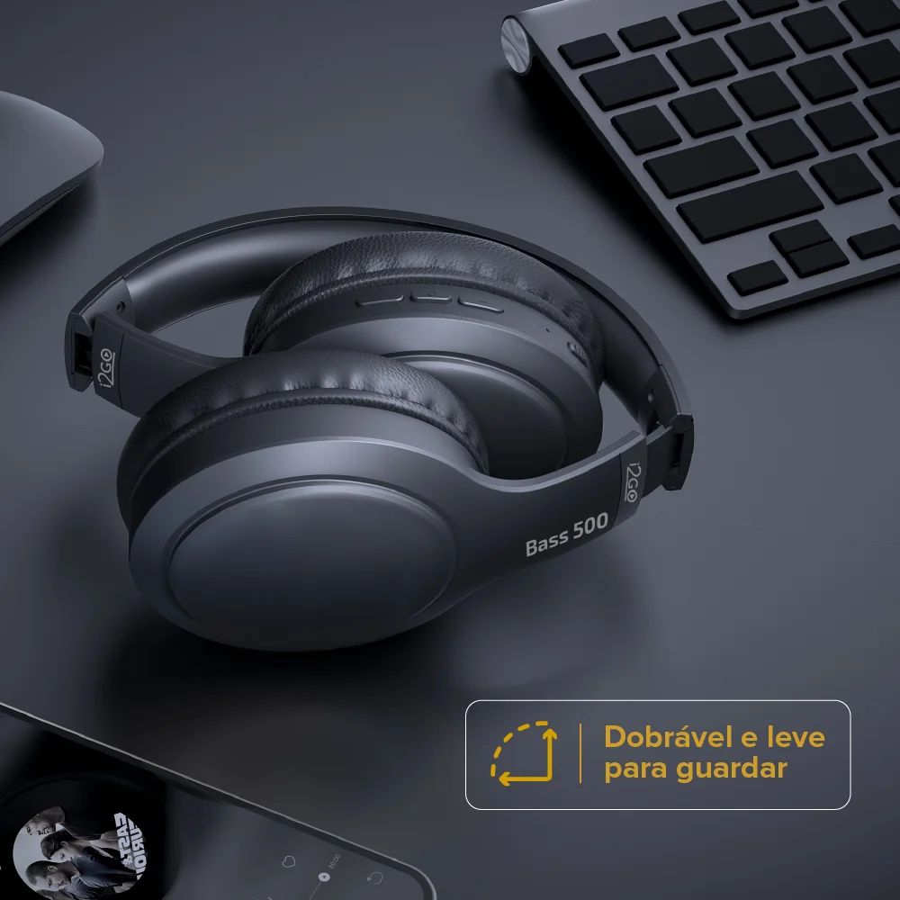 Headphone Bluetooth Bass 500 I2go Até 30h De Bateria