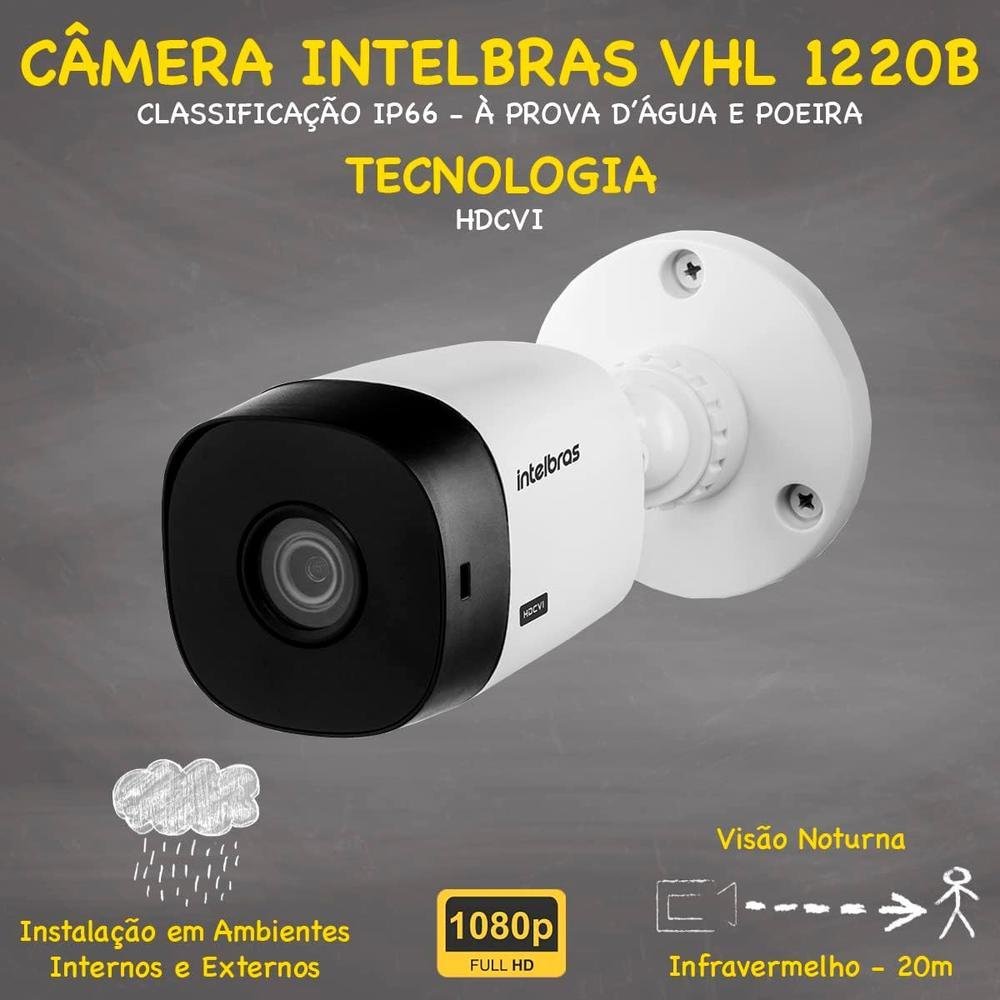 Kit Intelbras Cftv, 4 Cameras VHL 1220 FULL HD + DVR 3008-c, HD 1TB