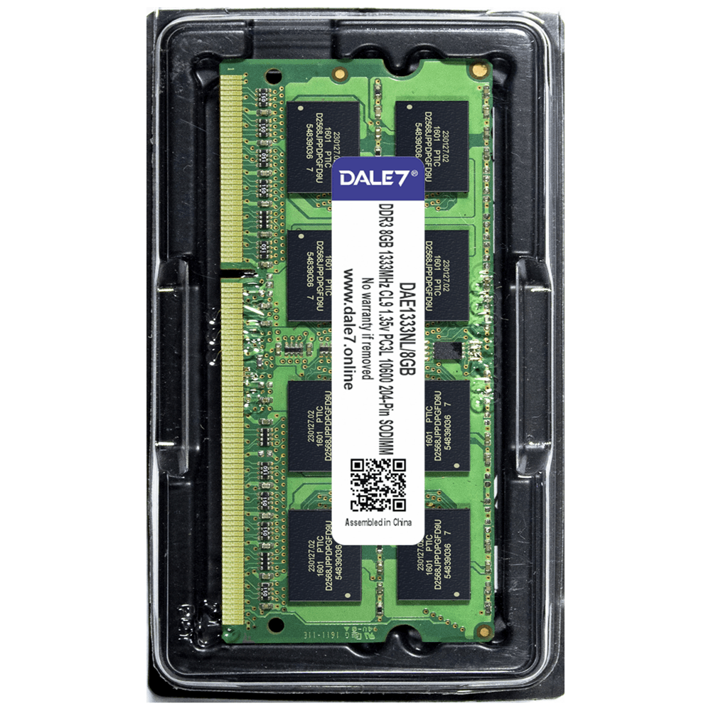 Memória Dale7, 8GB, 1333Mhz, DDR3L, Notebook, 1.35v Memória Dale7, 8GB, 1333Mhz, DDR3L, Notebook, 1.35v