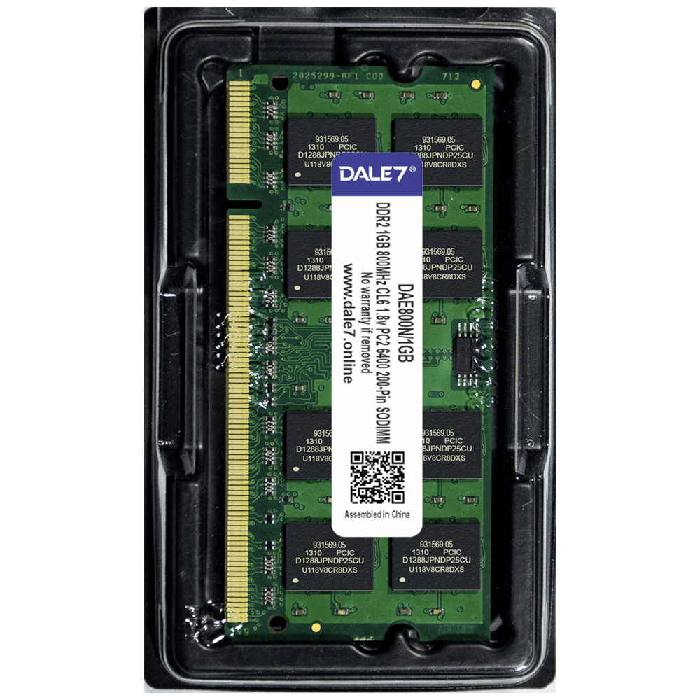Memória Dale7, 1GB, 800Mhz, DDR2, Notebook, 1.8v Memória Dale7, 1GB, 800Mhz, DDR2, Notebook, 1.8v