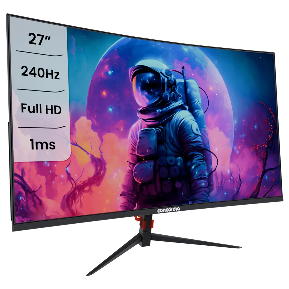Monitor Concórdia Gamer Curvo 27" CZ270F, 240hz, Led Full HD, 1ms, 2 HDMI, 2 DP, Freesync Premium sRGB 99%