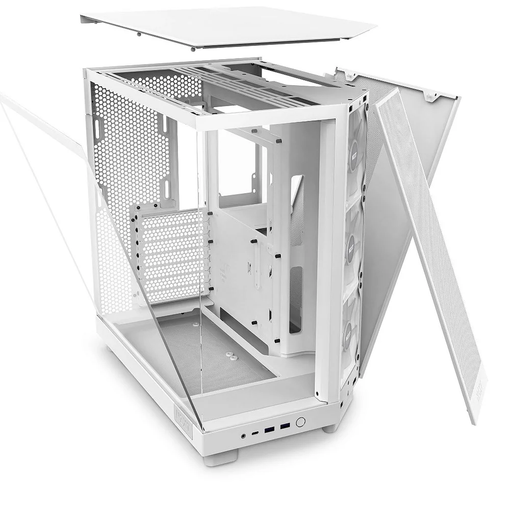 Gabinete Nzxt H6 Flow Rgb, Branco, Dual-chamber, Mid-tower, Vidro 360° Gabinete Nzxt H6 Flow Rgb, Branco, Dual-chamber, Mid-tower, Vidro 360°