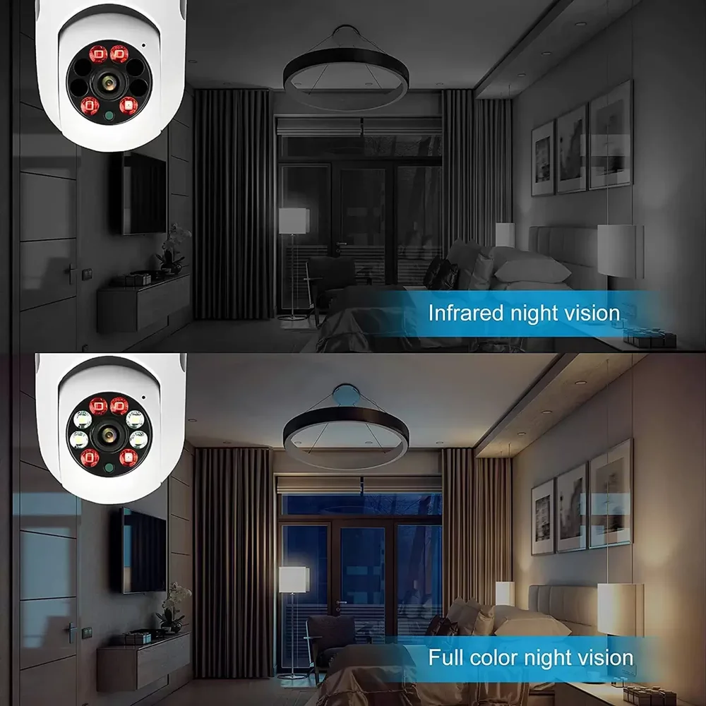 Câmera Lampada Inteligente Wireless Infra Ip Full Hd 2.0 Megapixels Onvif, Holofote, Auto Tracking.