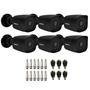 Kit 6 Câmeras De Segurança Full Hd 1080p 2mp Bullet Black Visão Noturna De 20 Metros Lente 2.8mm Tudo Forte + Conectores