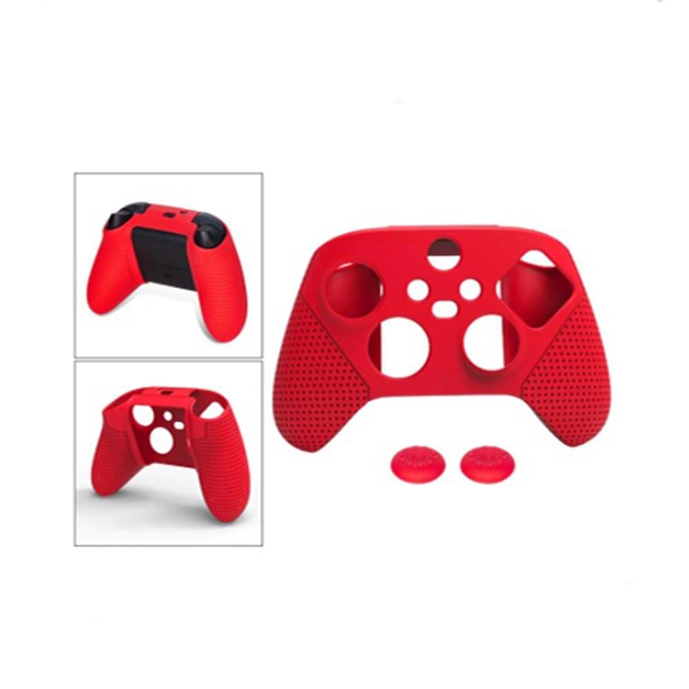 Capa Case Silicone Antiderrapante + 2 Grips XBOX Séries X/s Cor:vermelho;