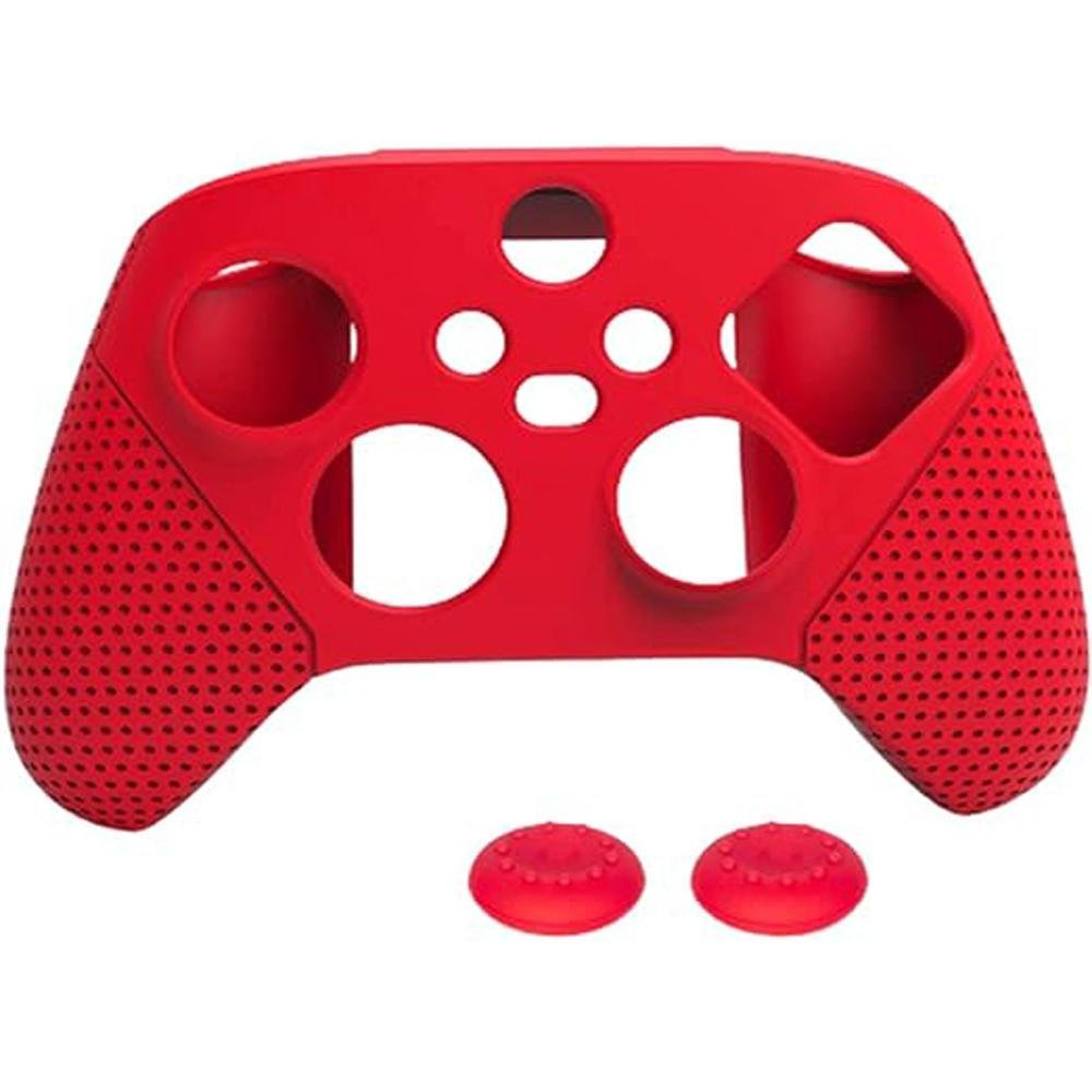 Capa Case Silicone Antiderrapante + 2 Grips XBOX Séries X/s Cor:vermelho;