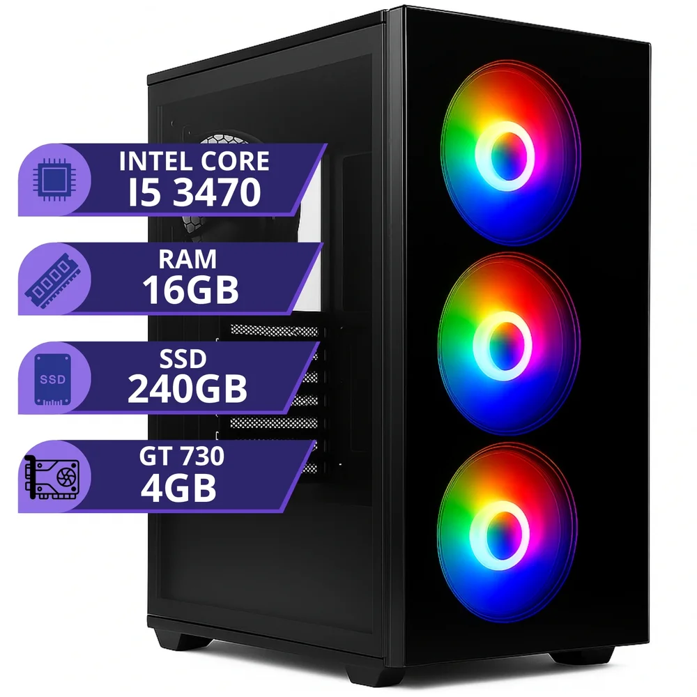 PC Gamer Mrp Intel I5 3470, 16GB RAM, DDR3, Placa Gt 730 4GB, SSD 240GB, Fonte 500w, Bivolt, Windows 10 Trial 64 Bits
