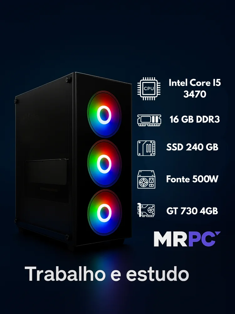 PC Gamer Mrp Intel I5 3470, 16GB RAM, DDR3, Placa Gt 730 4GB, SSD 240GB, Fonte 500w, Bivolt, Windows 10 Trial 64 Bits em Campinas - foto 2