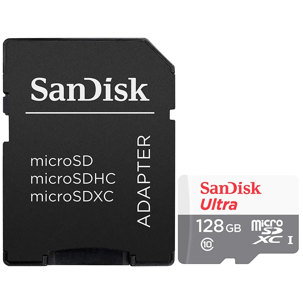 Cartão de Memória Sandisk Ultra, 128GB, Micro SDXC, com Adaptador - Sdsqunr-128g-gn3ma