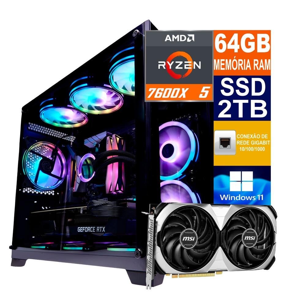 PC Gamer AMD Ryzen 5 7600x KaBuM