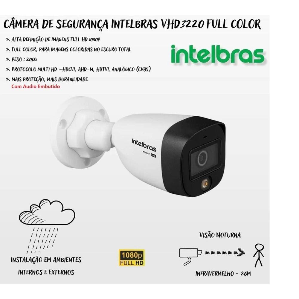 Kit Intelbras 16 Cameras Segurança  Vhd 3220b+ Microfone Audio Full Color 1080p Dvr 3116c 3TB