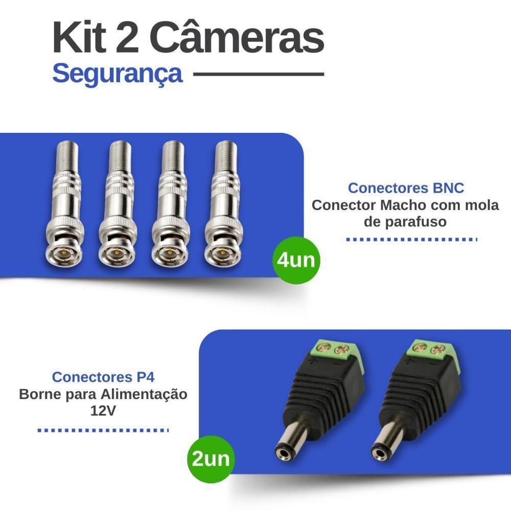 Kit 2 Câmeras Tudo Forte Tf 2020 B Full Hd 1080p Bullet Com Visão Noturna 20m Proteção Ip66 + Dvr Gravador Intelbras Mhdx 1104-c 4 Canais